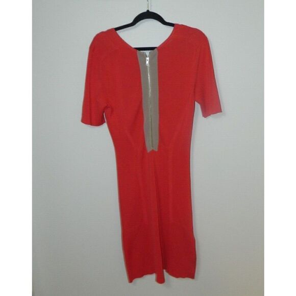 Yigal Azrouel Dress Size Small Red Knit Bodycon Zipper Detail - Picture 5 of 8
